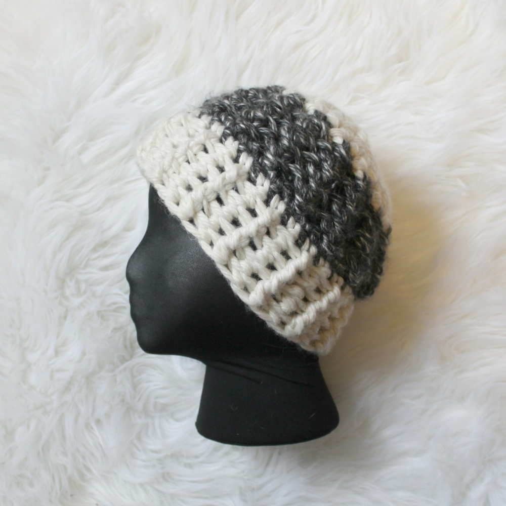 Crochet Knit Ponytail Bun Hole Beanie Hat